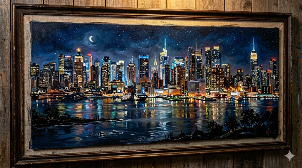 Skyline bei Nacht — Inspiration für 3D-Gemälde