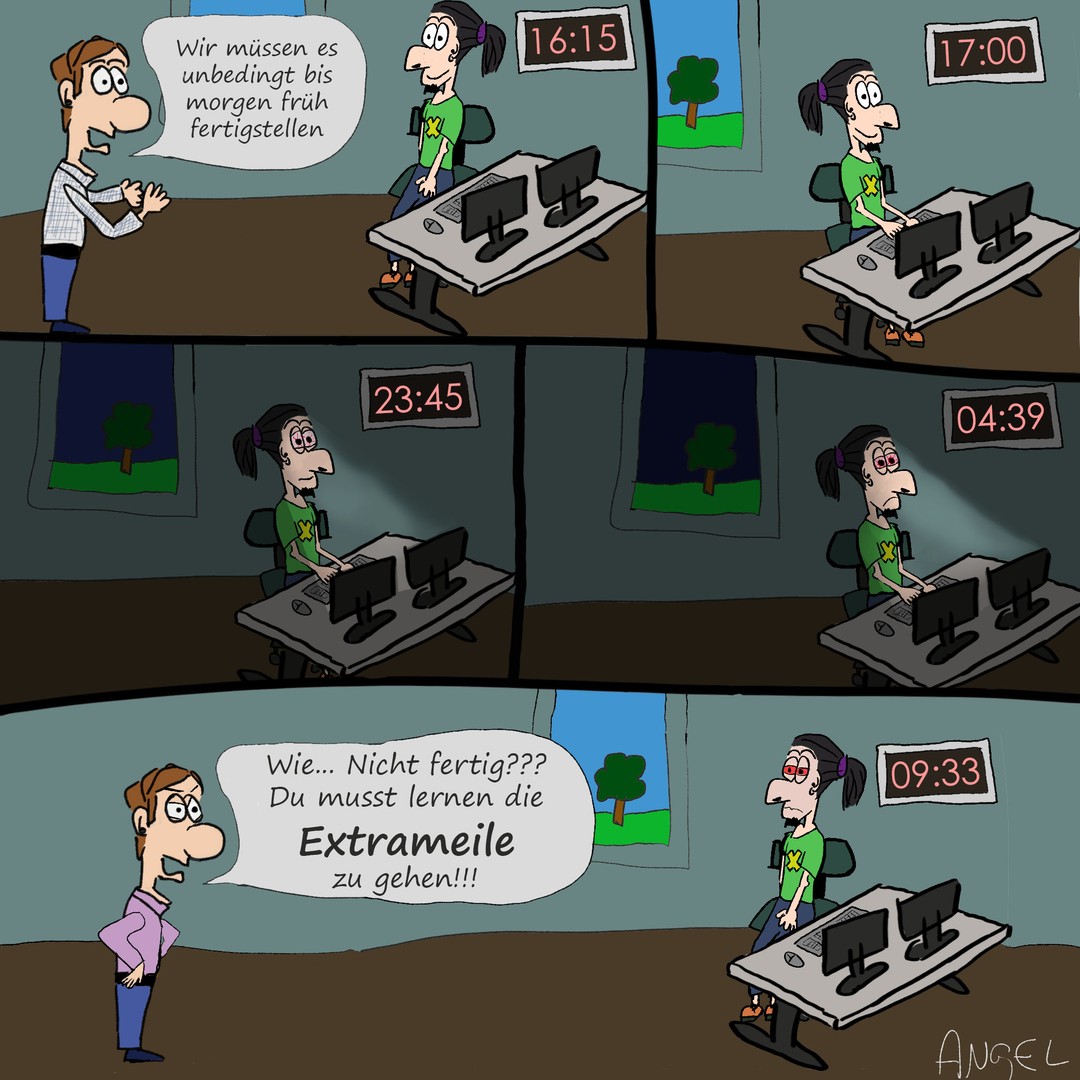 Comic: Wer geht bei euch die Extrameile?