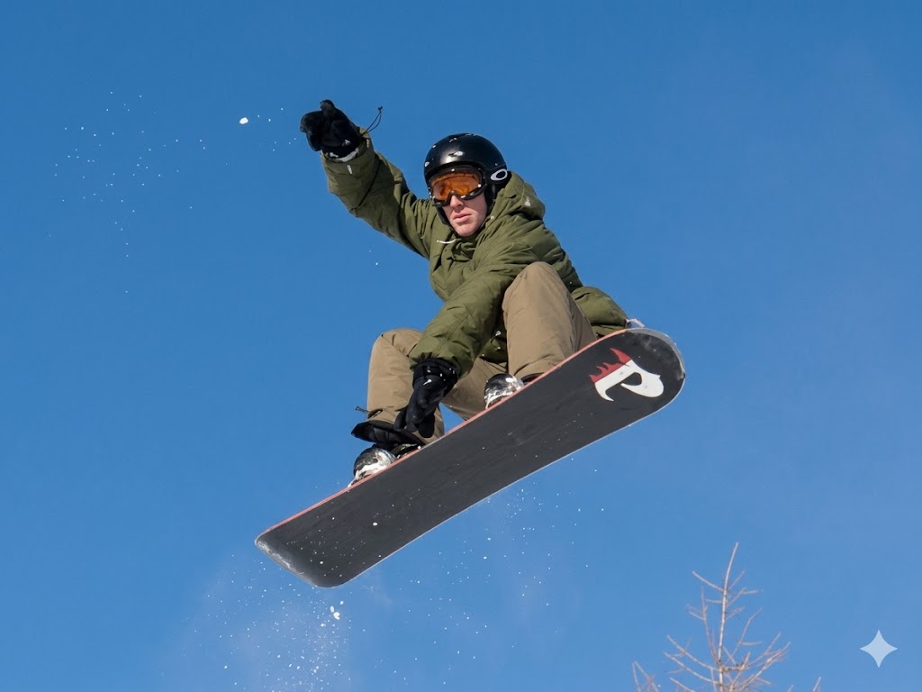Angel Perez Valence beim Snowboard-Sprung